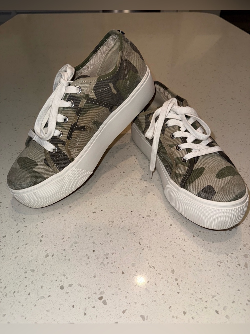 Steve Madden Women's Camouflage Platform Sneakers in Green and White